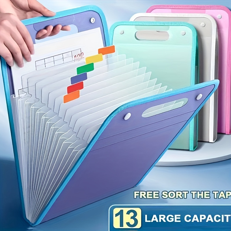 

A4 Size Accordion File Folder With Handle, Multilayer Pp Document Organizer, Waterproof Expandable Subject Classification Storage Bag For Students - Large Capacity