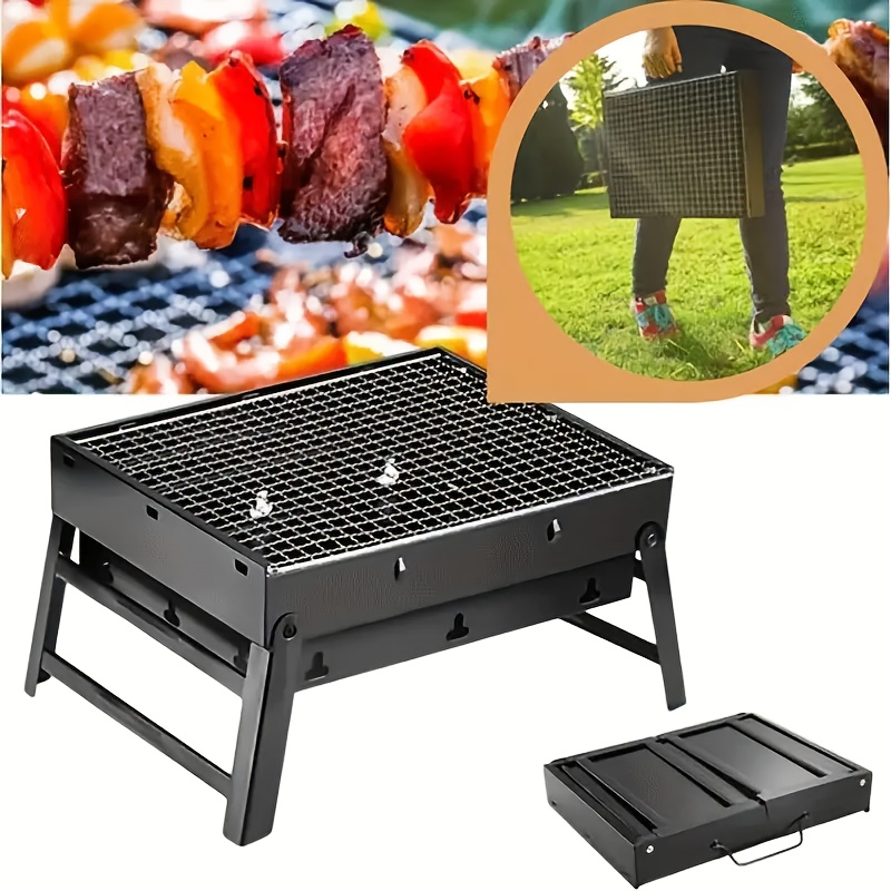 TEMU 1pc Portable Foldable Barbecue Rack, Smokeless Folding Barbecue Rack, Large Charcoal Stove - Outdoor Camping And Picnic Barbecue Supplies