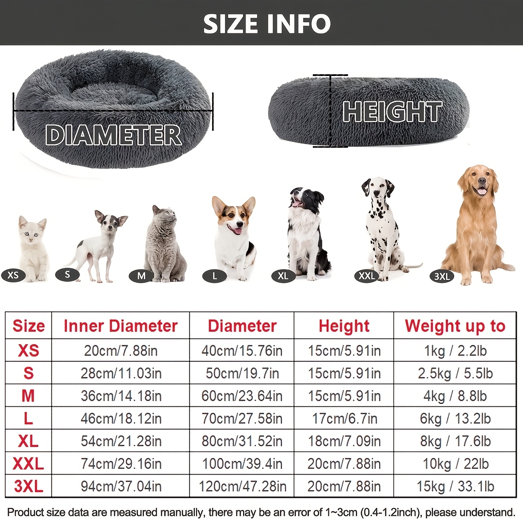 Plush Round Pet Bed Front View
