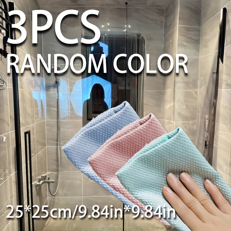 3pcs Chiffons de nettoyage magiques, enlèvent les taches d'eau sur le verre, essuie le verre sans laisser de marques, rapide et pratique pour enlever les taches d'eau et les marques d'eau, adapté au nettoyage de la cuisine, au nettoyage du verre, au nettoyage des miroirs de voiture, chiffon de nettoyage essuie le verre sans laisser de marques