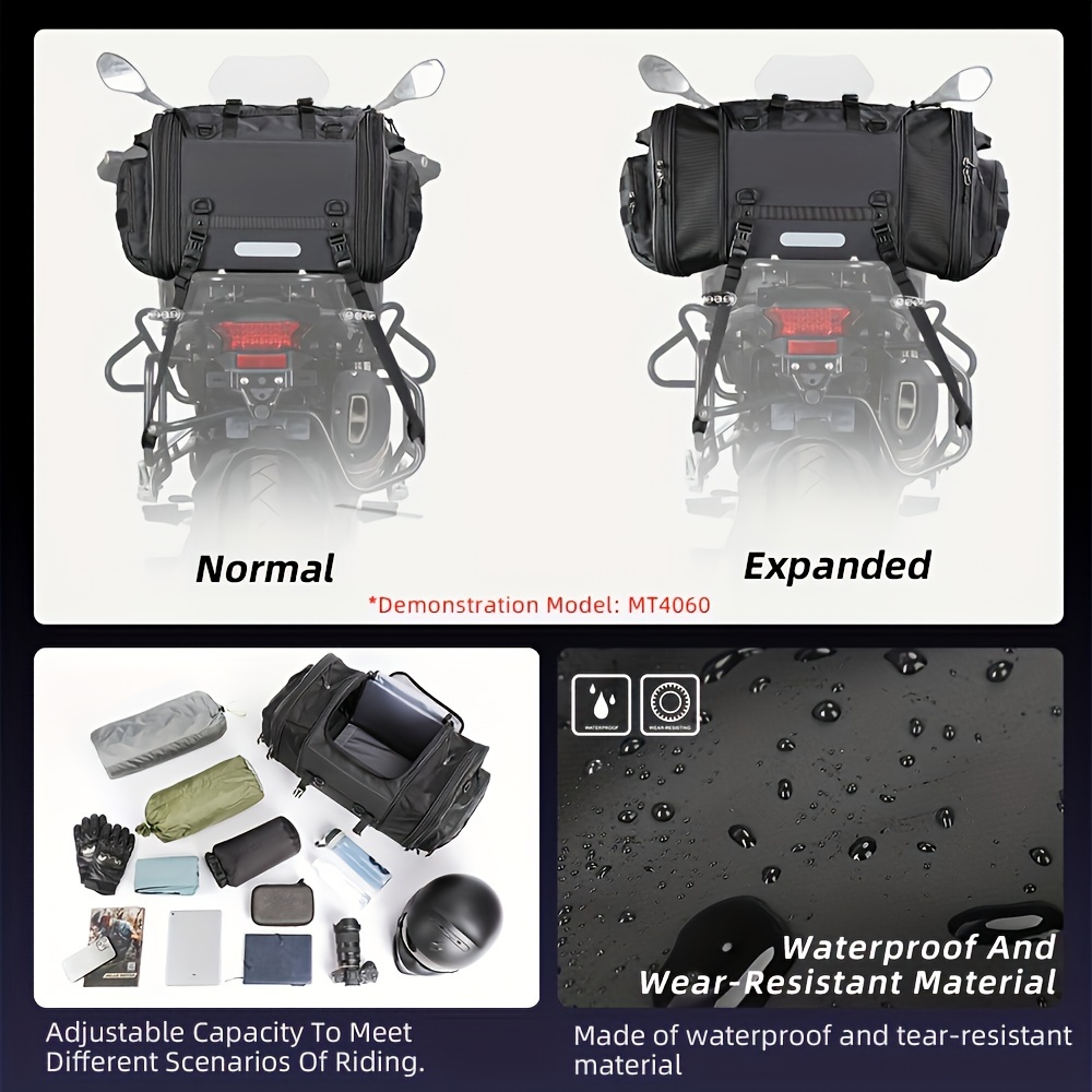Sacoche De Réservoir Moto TINMAGI – Sac Étanché Universel Selle Carburant – Oxford + Nylon – Multifonction Noir