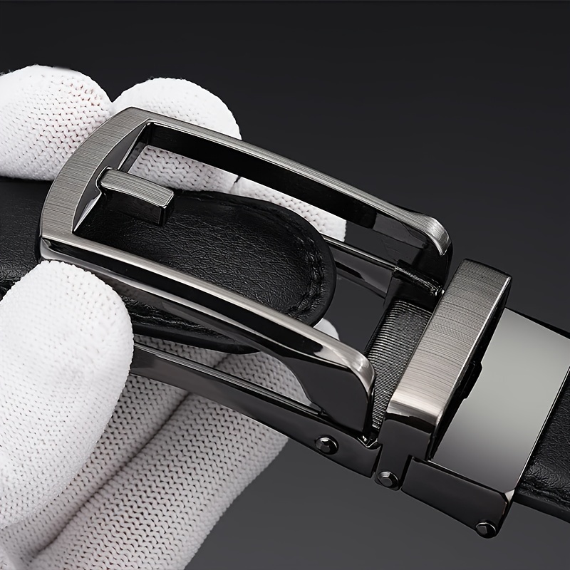 Men's Leather Business Belt Automatic Buckle Two layer Cowhide