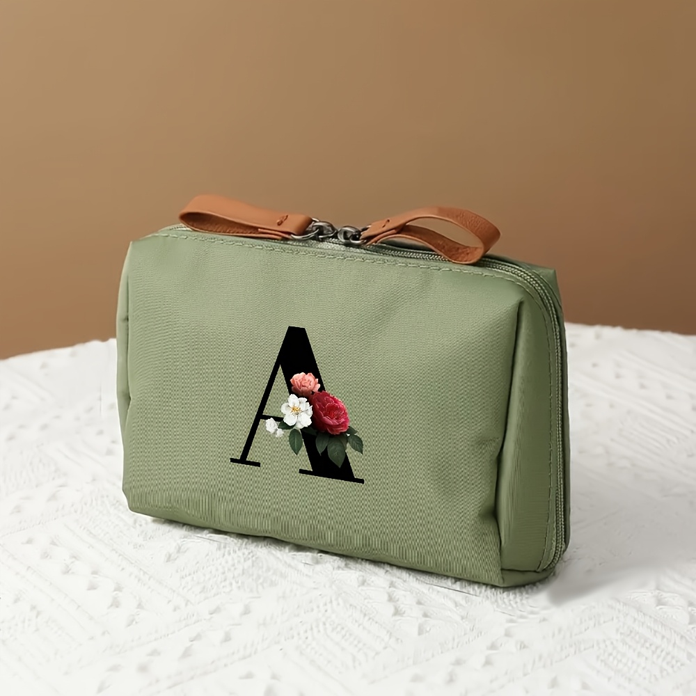 TEMU Neceser de cosméticos con 'A' de 1 pieza - Neceser de viaje con , bolsa de maquillaje duradera con cremallera para mujer y hombre, lavable a