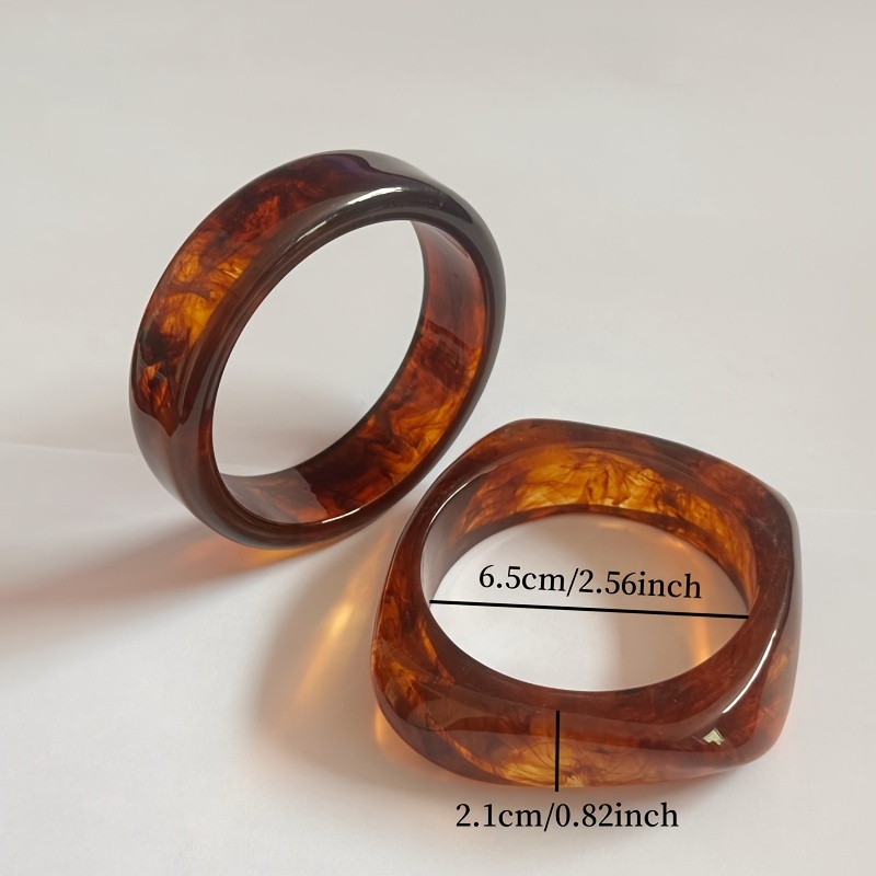 2pcs Brown Resin Bracelet Set with Natural Imperfections for Women