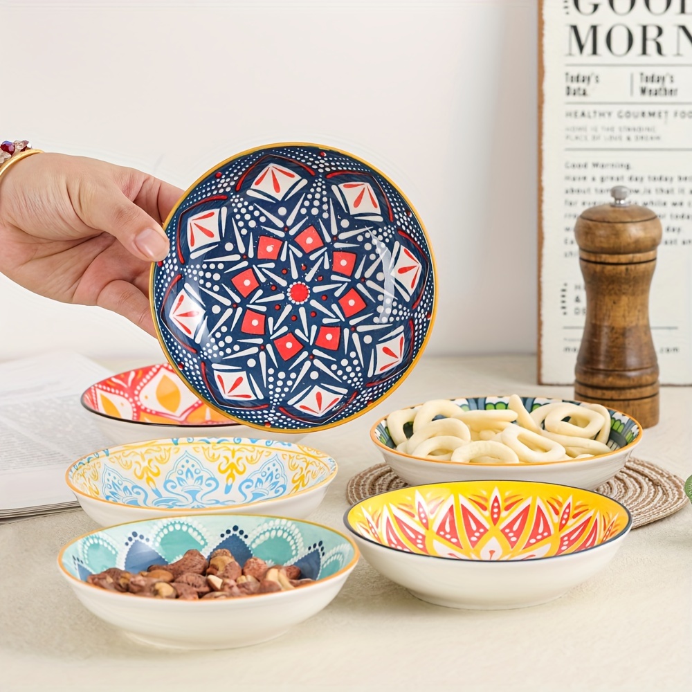 6pcs small ice cream dessert ceramic bowls colorful shallow Temu