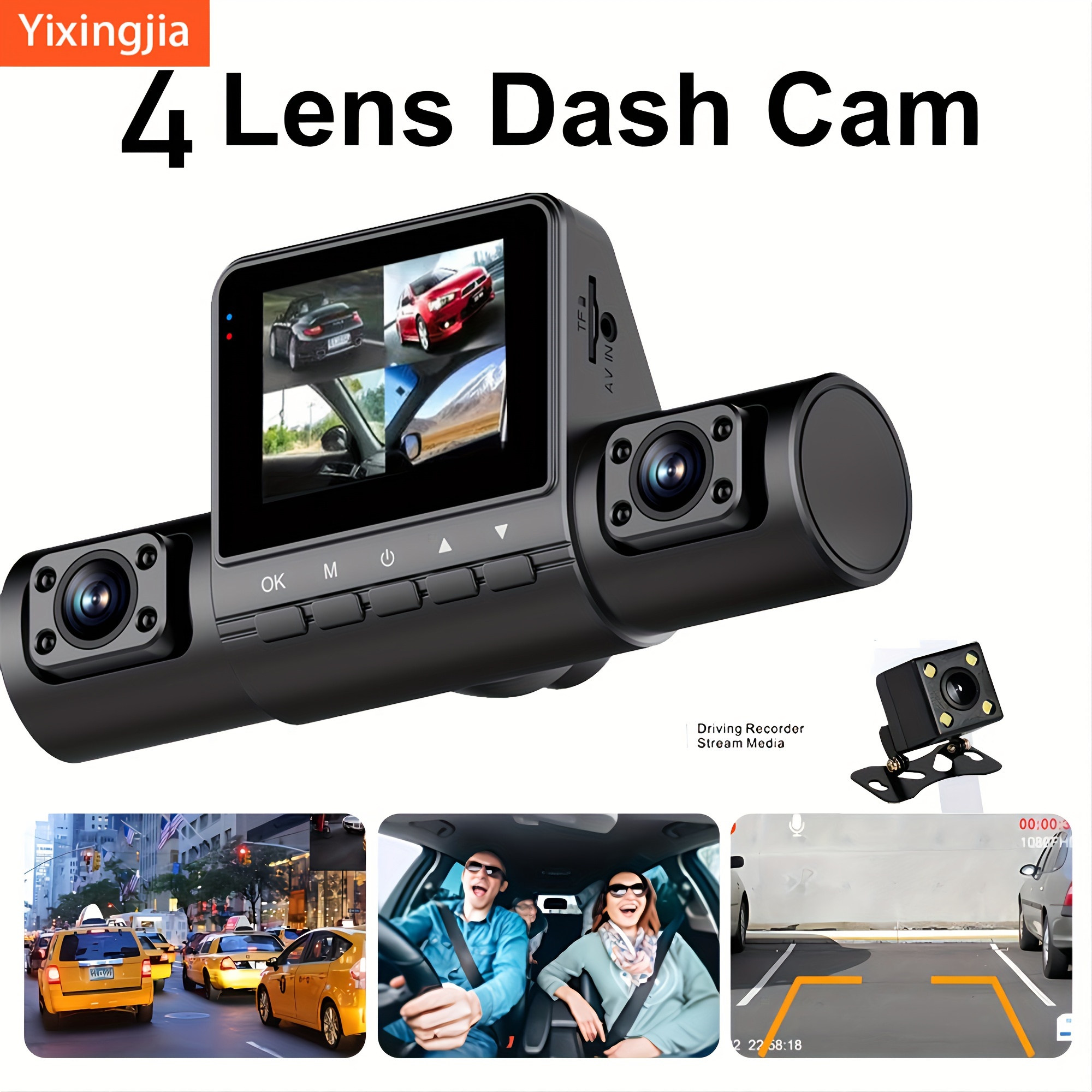 New Four Recording HD Driving Recorder 2.0 Inch Car Night Vision Car 4 Lens Car Front And Rear Left And Right Simultaneously Recording With 32G Card