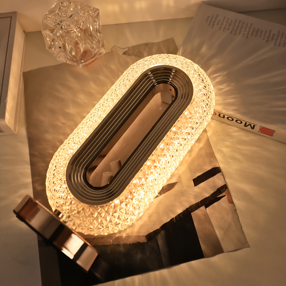 2pcs usb rechargeable   led desk lamp modern minimalist oval crystal table light mini usb charging nightlight for office bedroom reading living room with 3   dimmer   decor accessory for study rooms bars and stylish tables Product details 3