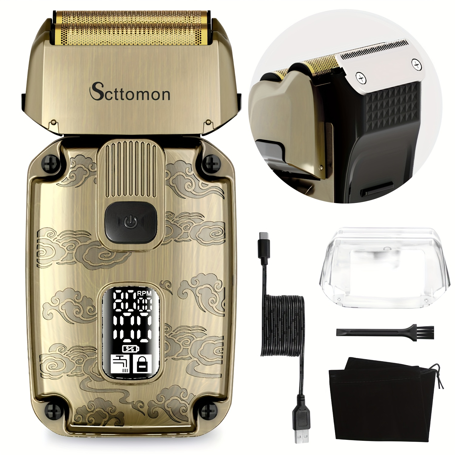 TEMU Electric Foil Shavers For Men, Electric Hair Clipper, Bald Head Shavers, Face Shaving Beard Trimmer With Lcd Display, Gifts For Men