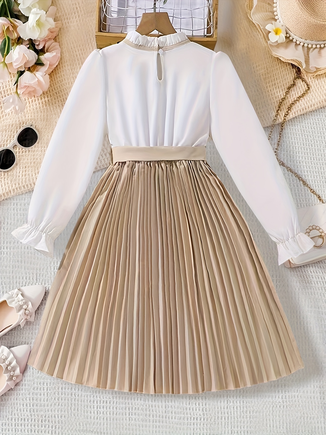 strapless open back dress Quin Tri Colour Block Pleated Dress in Navy – Mint Ooak main image 0
