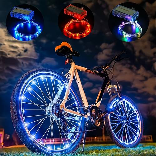 1pc led bike wheel light with intelligent automatic switch colorful spoke light steel wire light for mountain bike bicycle