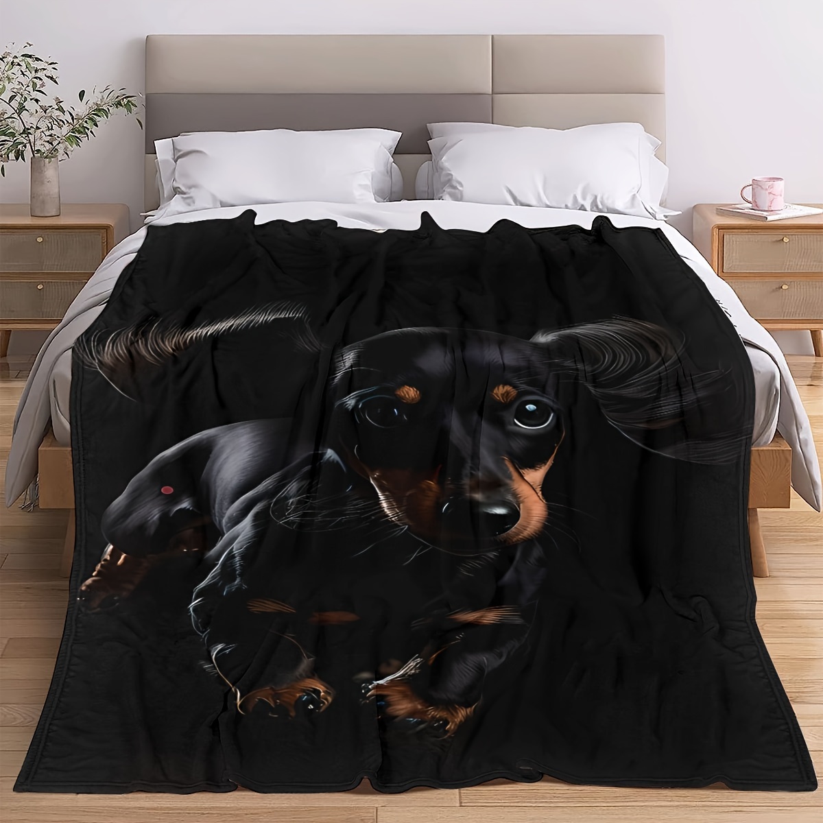 

Cozy Black Dachshund Flannel Throw Blanket - Soft, Warm & Tear-resistant | Perfect Gift For | Machine Washable | Ideal For Couch, Bed, Office & Outdoor Use, Cozy Blanket, Super , Fleece