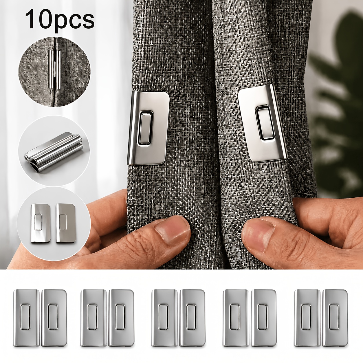 TEMU 10pcs (5 Pairs) Magnetic Blackout Curtain Clips Suitable For Indoor/outdoor Use, No Drill Magnetic Curtain Holders With Strong Magnetic Closure,