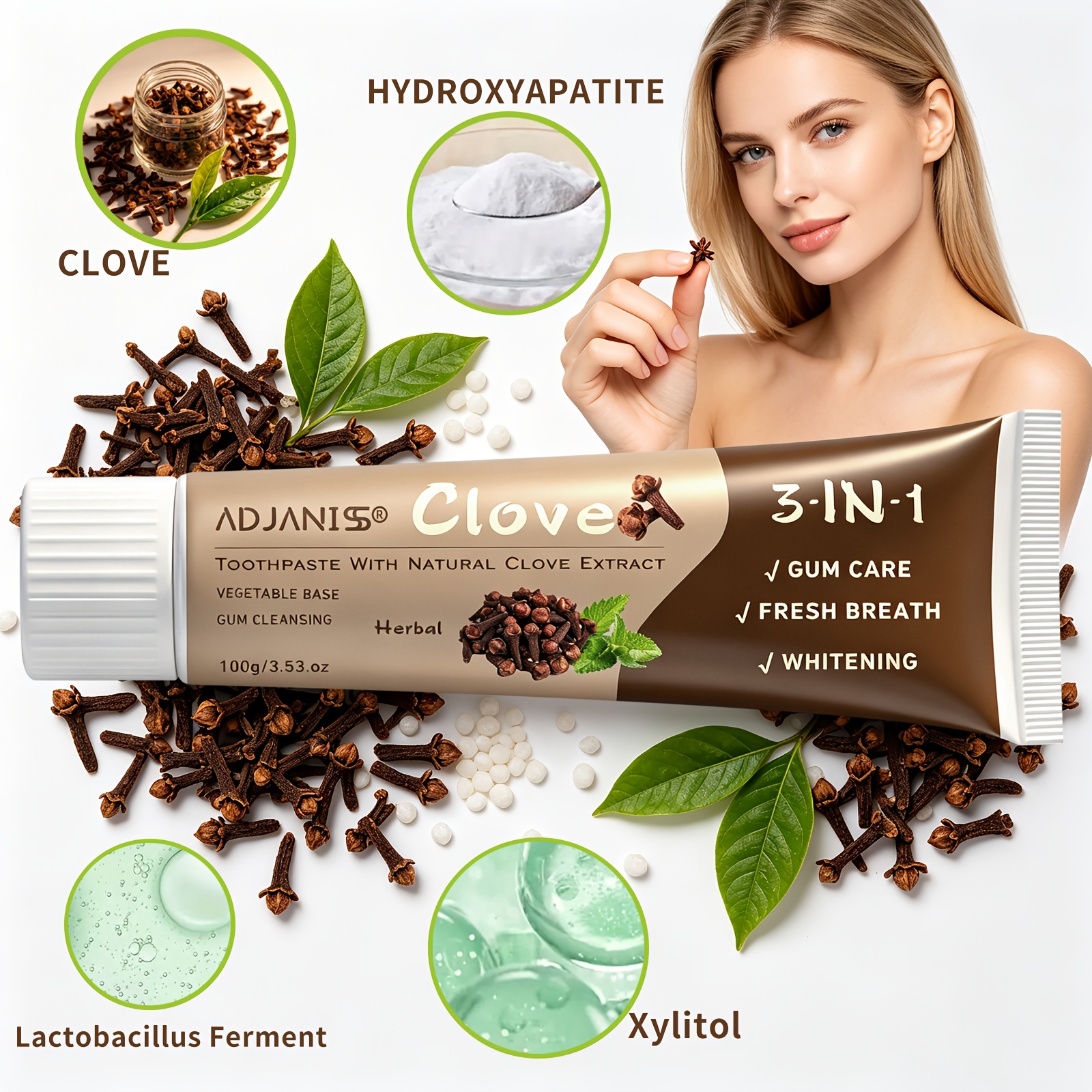 2-Pack ADJANISS Clove Toothpaste with Hydroxyapatite