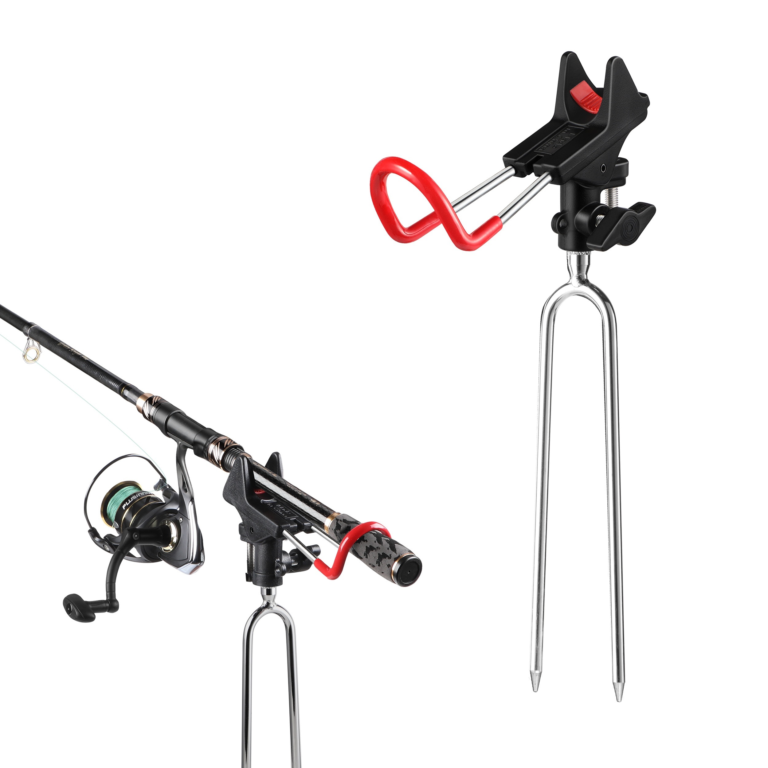 Mikewe 2 Pack-Rod Pole Holders For Bank Fishing,fishing Rod Holder Ground,360 Degree Adjustable,folding Catfishing Equipment