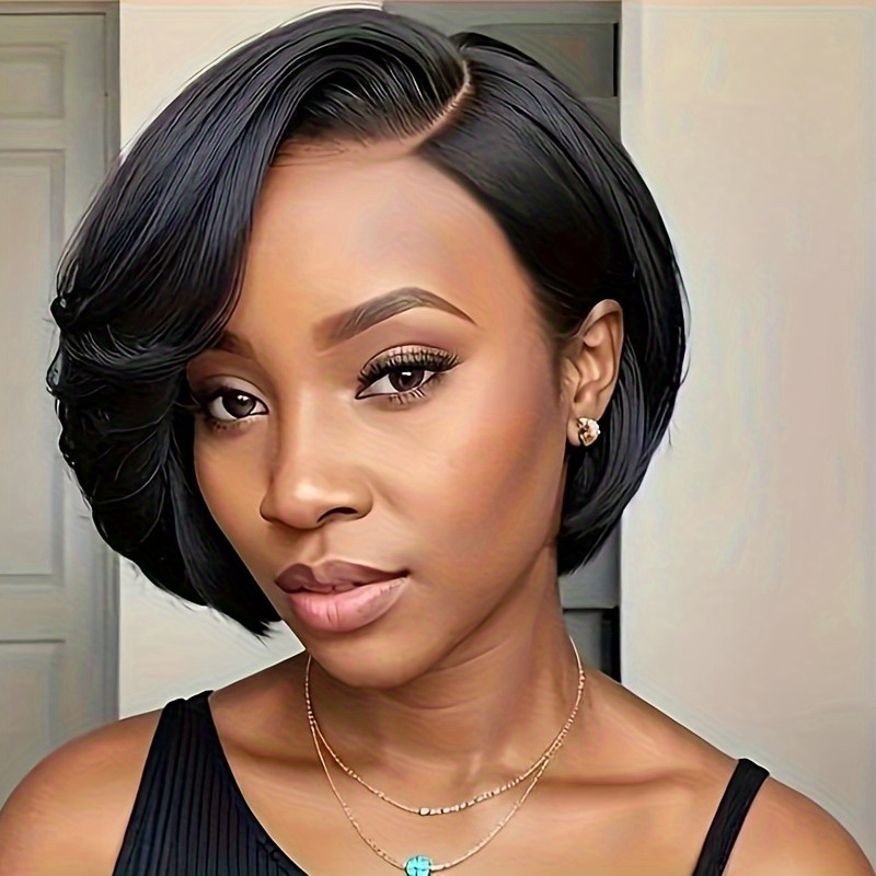 13x4 Cut Human Hair Wig For Women - Straight, Short, Full Lace Wig With Soft Waves, Preplucked, Natural Hair Texture, , Vacation Hair|straight Cut|full Lace Wig