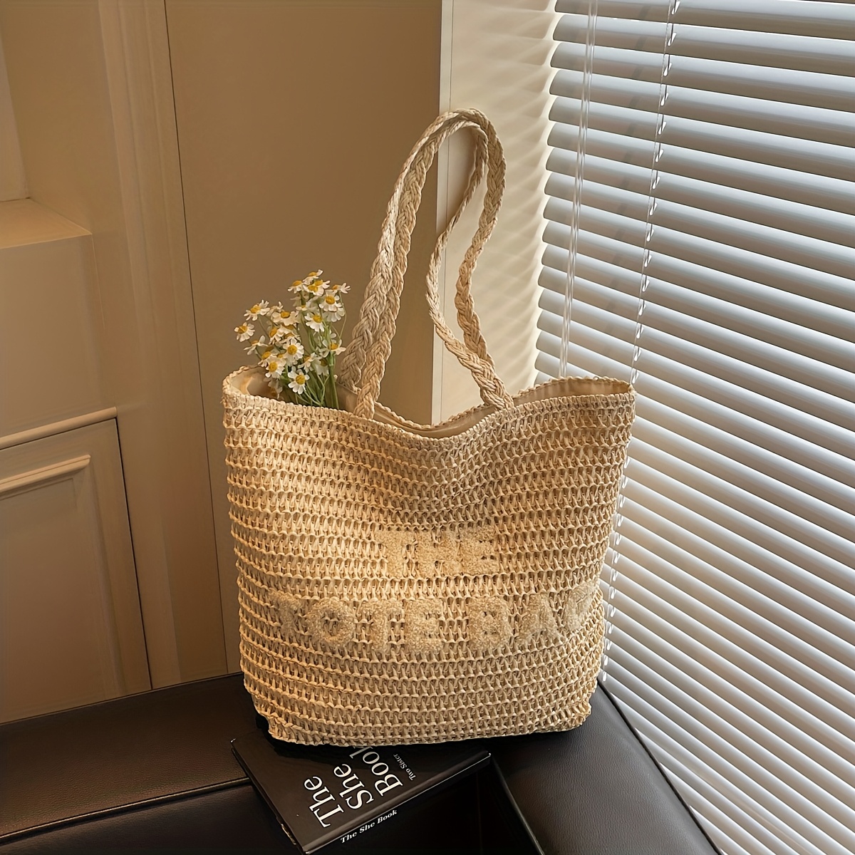 Image of Large Capacity Spring And Summer Straw Woven Vacation Beach Camping Shopping Multi-functional Handbag Shoulder Bag Large Capacity Easy Casual Women's Tote Bag