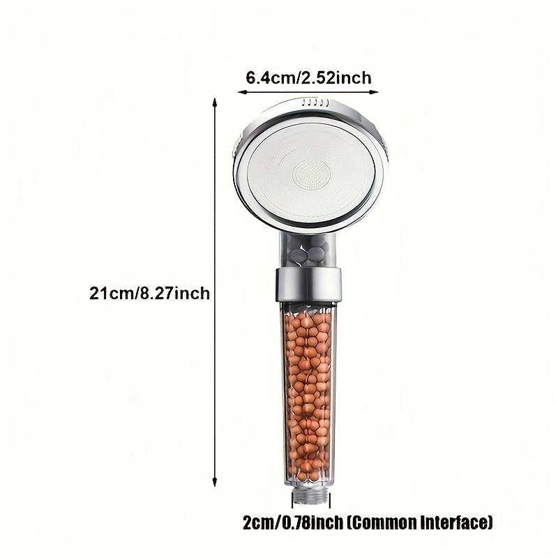 TEMU 1pc Pommeau de Douche Filtrant ABS Haute Pression Économie d'Eau Spray Portable Transparent, avec Grains de Filtration pour Salle de Bain, Usage
