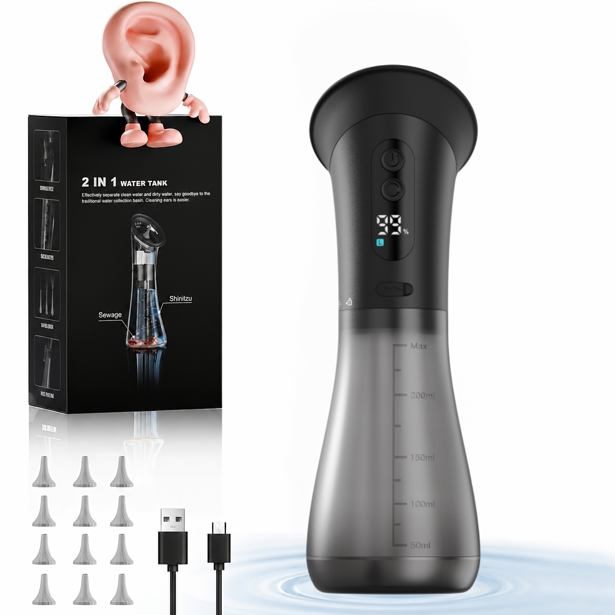 Image of Upgraded Ear Wax Removal Kit, Electric Ear Wax Removal, Safe 3-speed Hydraulic Ear Cleaner With Wastewater Recovery System Gentle & Effective Ear Irrigation Flushing System For Adults Home Use