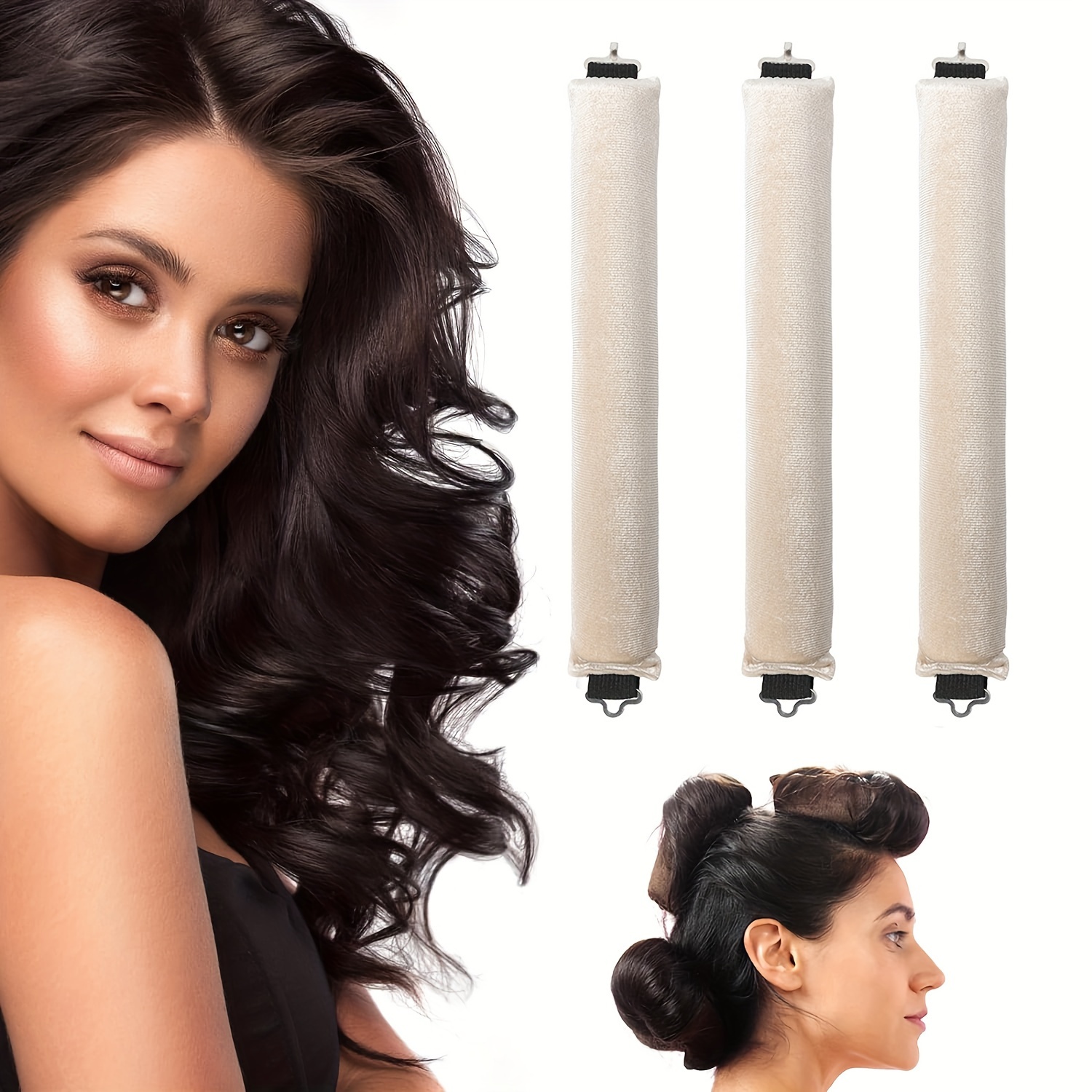 

3pcs Overnight Curlers, Heatless Rod Head Blow Out, Big Rod Sleep Curler Set, Wavy Styling Tool Without Heat