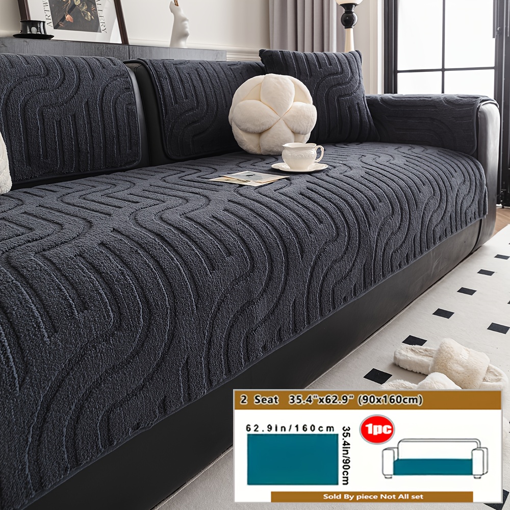 TEMU 1pc Bohemian Style Jacquard Plush Sofa Cushion, Pet-friendly Fabric, Anti-slip Machine Washable Protective Cover, Suitable For Home Decor,