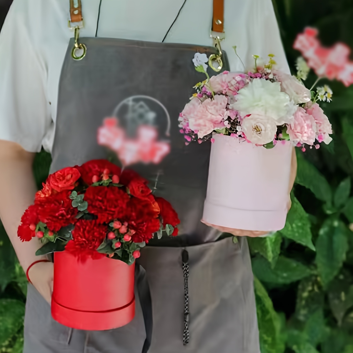 

1pc Boîte Cadeau Rond - Porte-Fleurs Élégants en Rouge & Rose pour Roses et Feuilles de Thé, Décoratif et Fonctionnel Fleurs, Boîte à Fleurs Décorative | Design | Boîte en Décorative