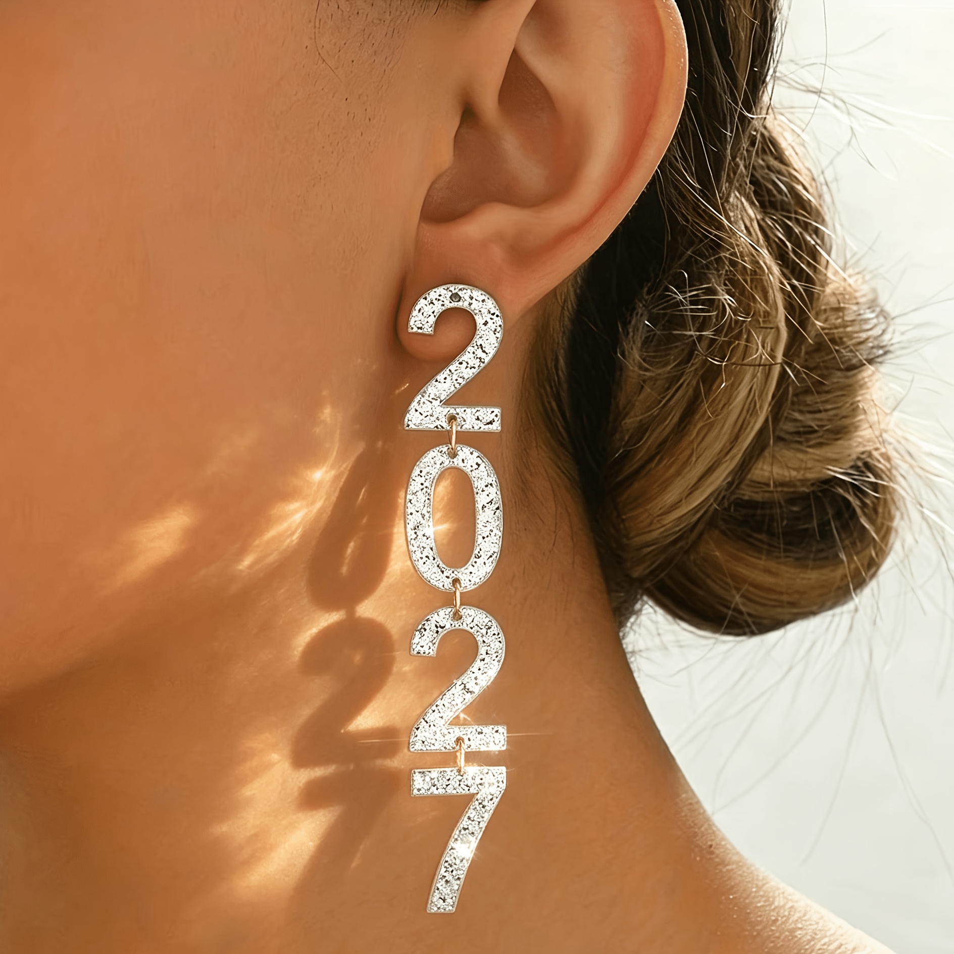 TEMU 1 Par de Pendientes Colgantes Acrílicos Brillantes, Modernos y Únicos con Borlas Largas, Regalo de Otoño/Invierno 2027 para las Fiestas