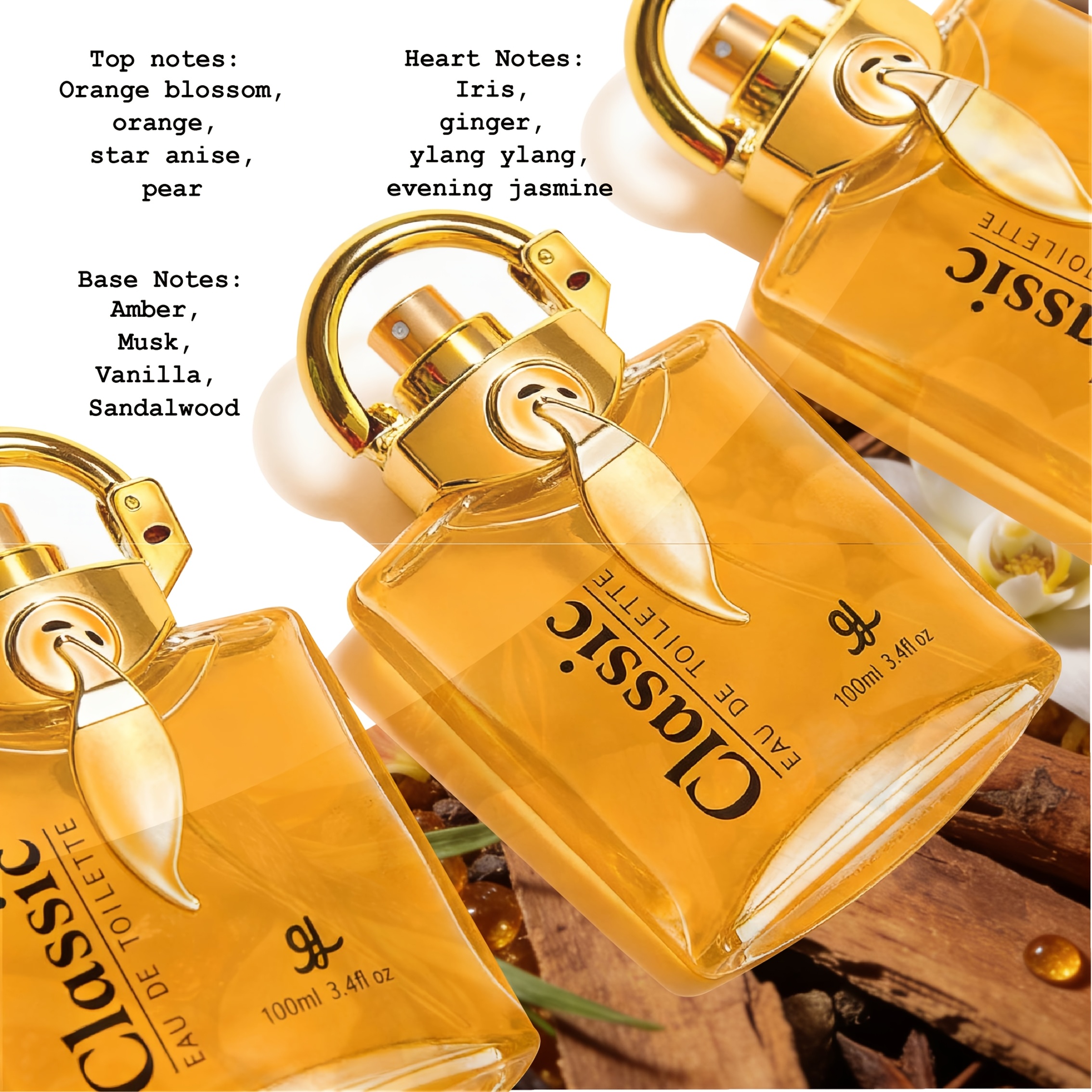 Image of 100ml*3, , Lemon Musk Perfume, Show Men's Charm, Fresh , Long-lasting Romantic Perfume, Beautiful Design, Holiday Gifts, Daily Are Very Suitable For