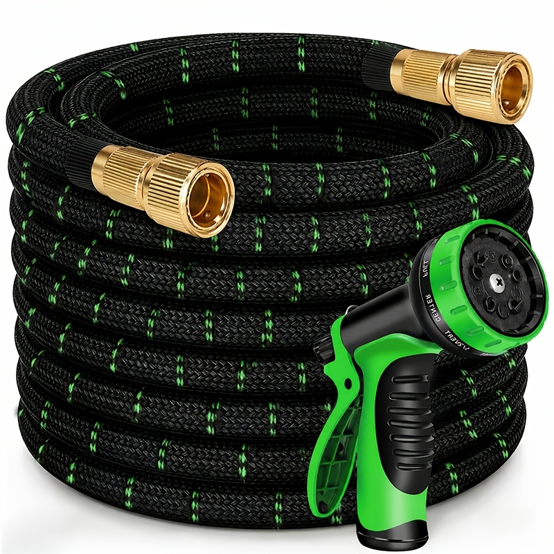 TEMU 100ft Garden Hose, Lightweight Soft Hose With 10 Nozzles, Suitable For Yard, Lawn, Car Washing, And Outdoor Use 25ft/50ft/75ft/100ft/150ft