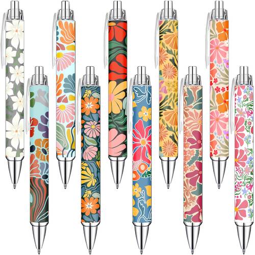 10 20pcs cute flower ballpoint pens 1 0mm fine point black ink smooth writing fancy pens for women students classroom office supplies