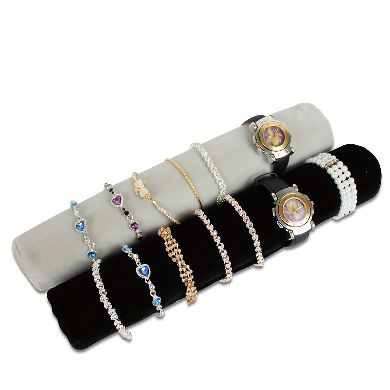 portable luxury velvet jewelry watch roll organizer travel bag black hanging design with multiple compartments soft fabric lining for bracelets necklaces earrings accessories elegant gift for travelers travel jewelry case Product details 3
