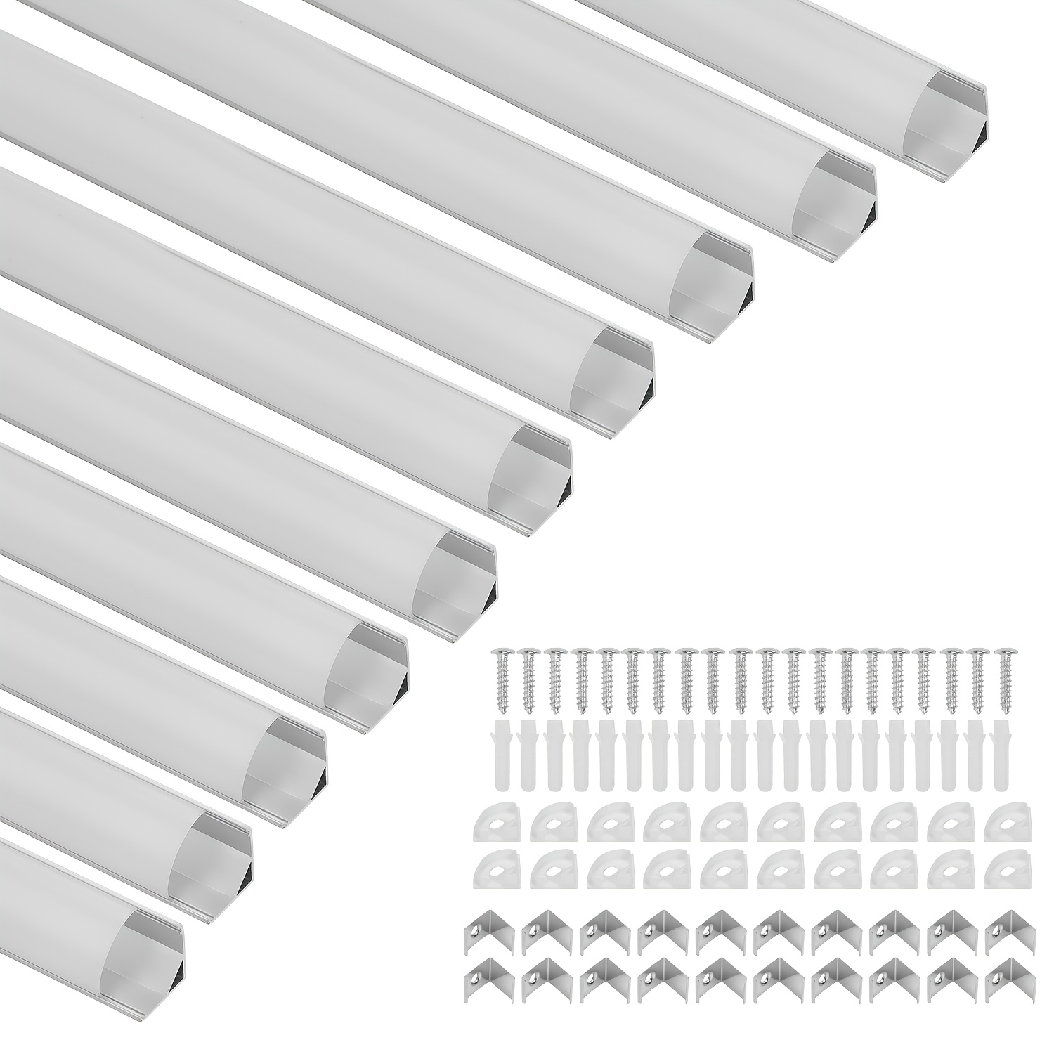 Profile Light Trough U-shaped /v-shaped 1 10pcs, Suitable For Light Strips/light Belts With A Width Of Than 12.5 Mm. Includes Cover, End Caps, And Fixing Clips