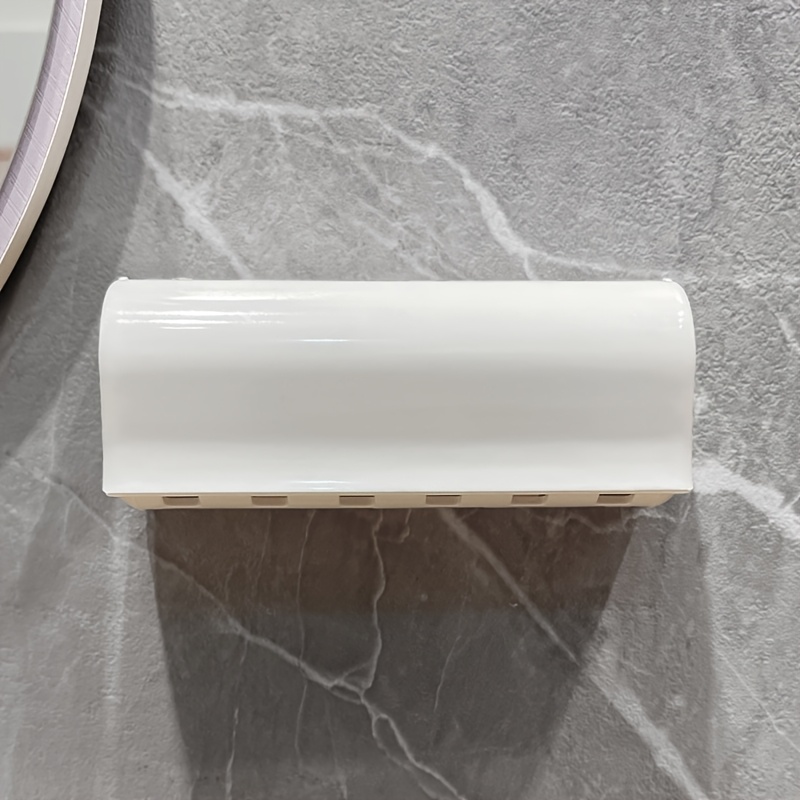 TEMU 1 soporte de pared para cepillos de dientes de 6 ranuras con - Organizador drenable sin taladro, estante de pared para baño, estante