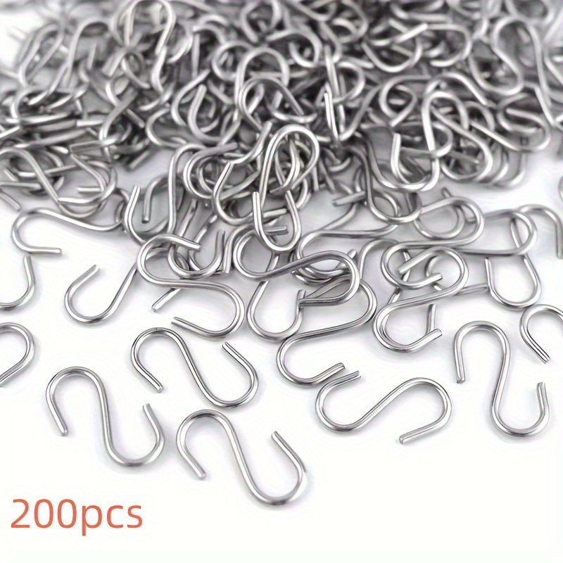 

200pcs Metal S-hook Hangers, Assorted Sizes, For Handmade Crafts, Jewelry Display, Christmas Ornaments, Home & Kitchen Festive Decor Hooks