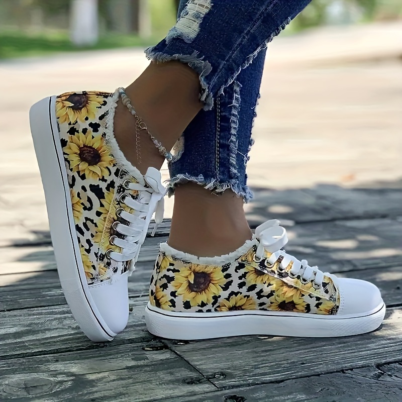 Leopard Print Canvas Shoes Casual Lace Temu New Zealand