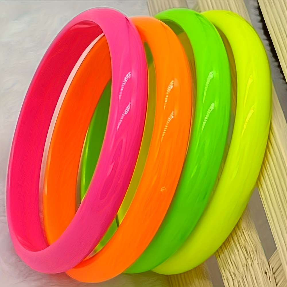 5pcs set of colorful fluorescent bohemian resin bracelets   style colorful elastic bands suitable for daily wear and gifting accessories each adorable bracelet is 1cm