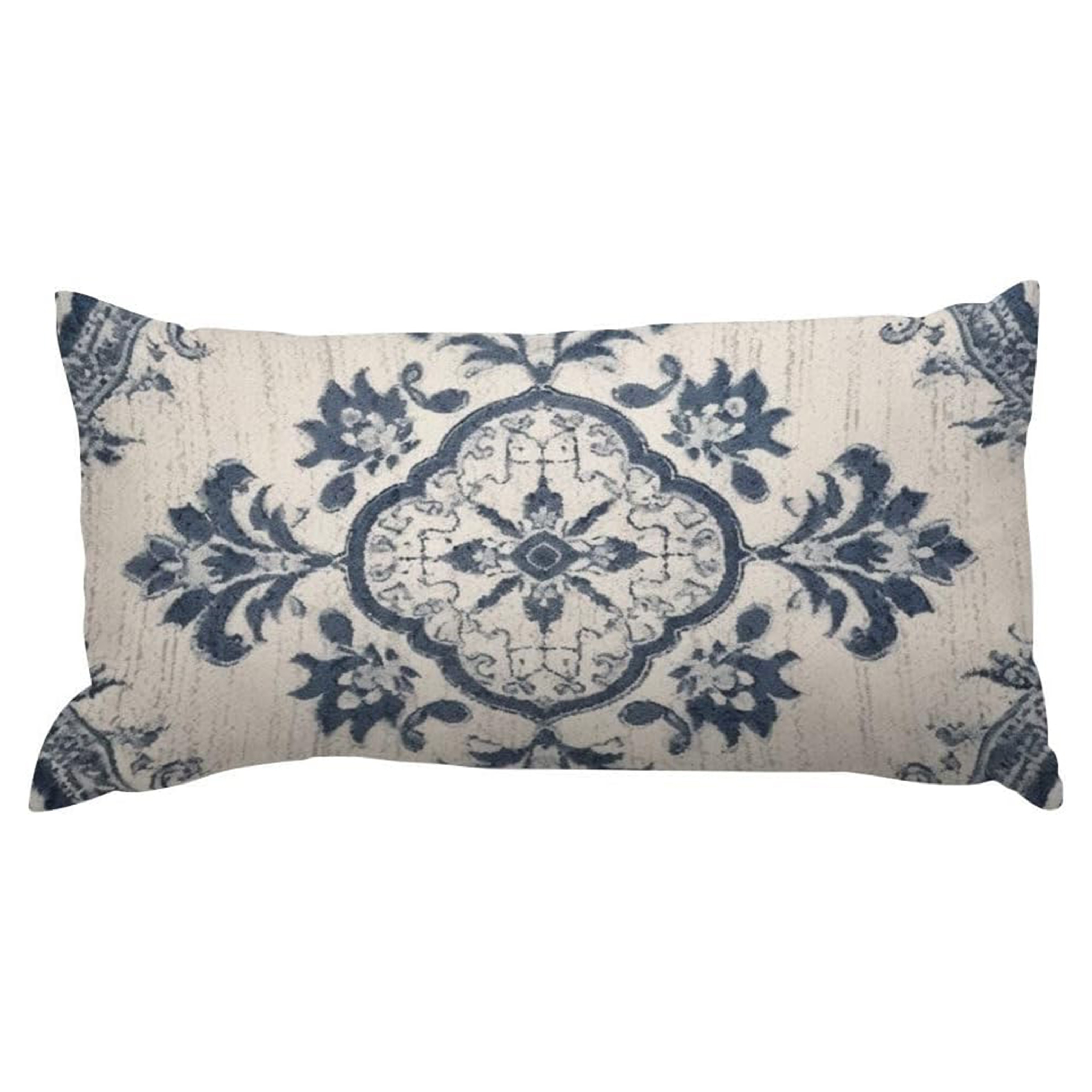 TEMU 1pc, Blue Damask With Navy Rectangular Cushion Cover Japanese Throw Pillow Case Decorative Pillow Home Cover For Couch Sofa Room Decor (single