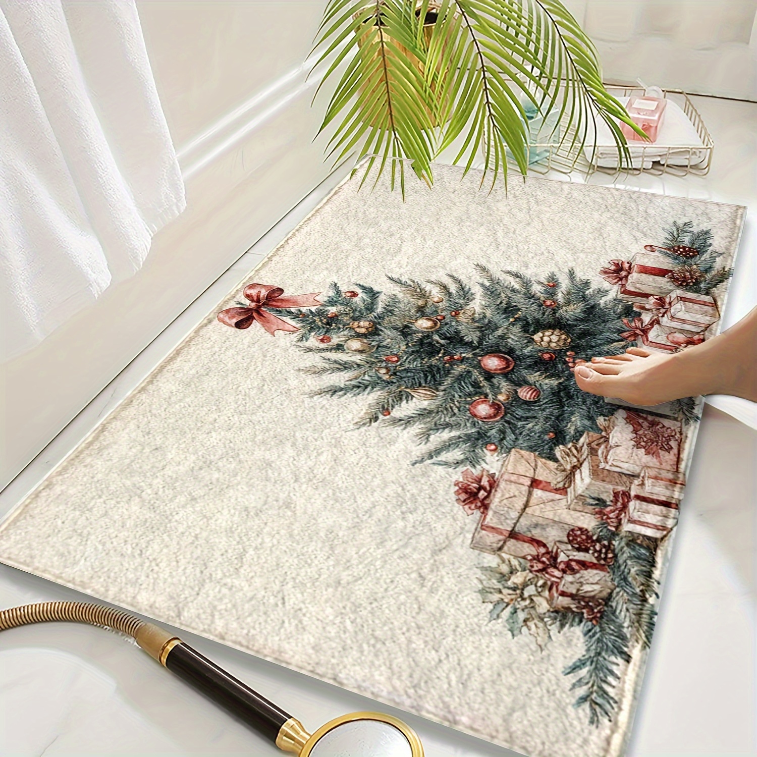 

Christmas Tree Microfiber Bath Mat - -, -dry & Absorbent, -slip, Rug For , Bathroom & Decor - , Fluffy Decor