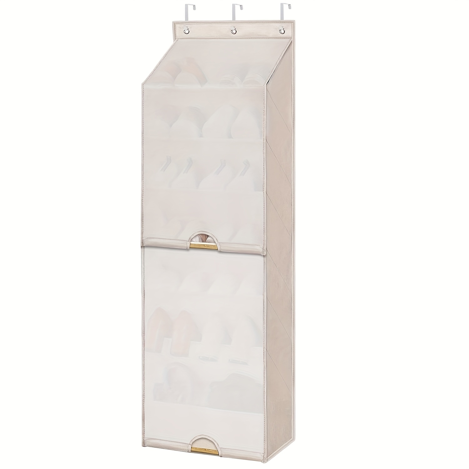 TEMU 7-tier Fabric Curtain Shoe Organizer With Hanging Storage Bags - Portable Dustproof Door-mounted Shoe Rack For Entryway, Closet, Space- Home