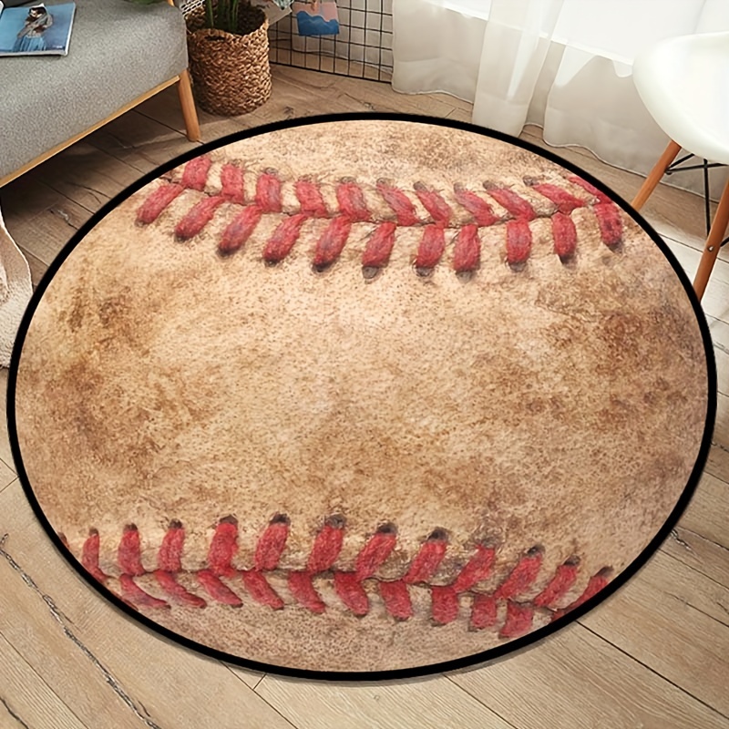 

800g/m2 Crystal Velvet 3d Baseball Pattern Print Round Carpet Sport Round Rugs Living Room Bedroom Sofa Decoration Rug Non-slip Area Rug