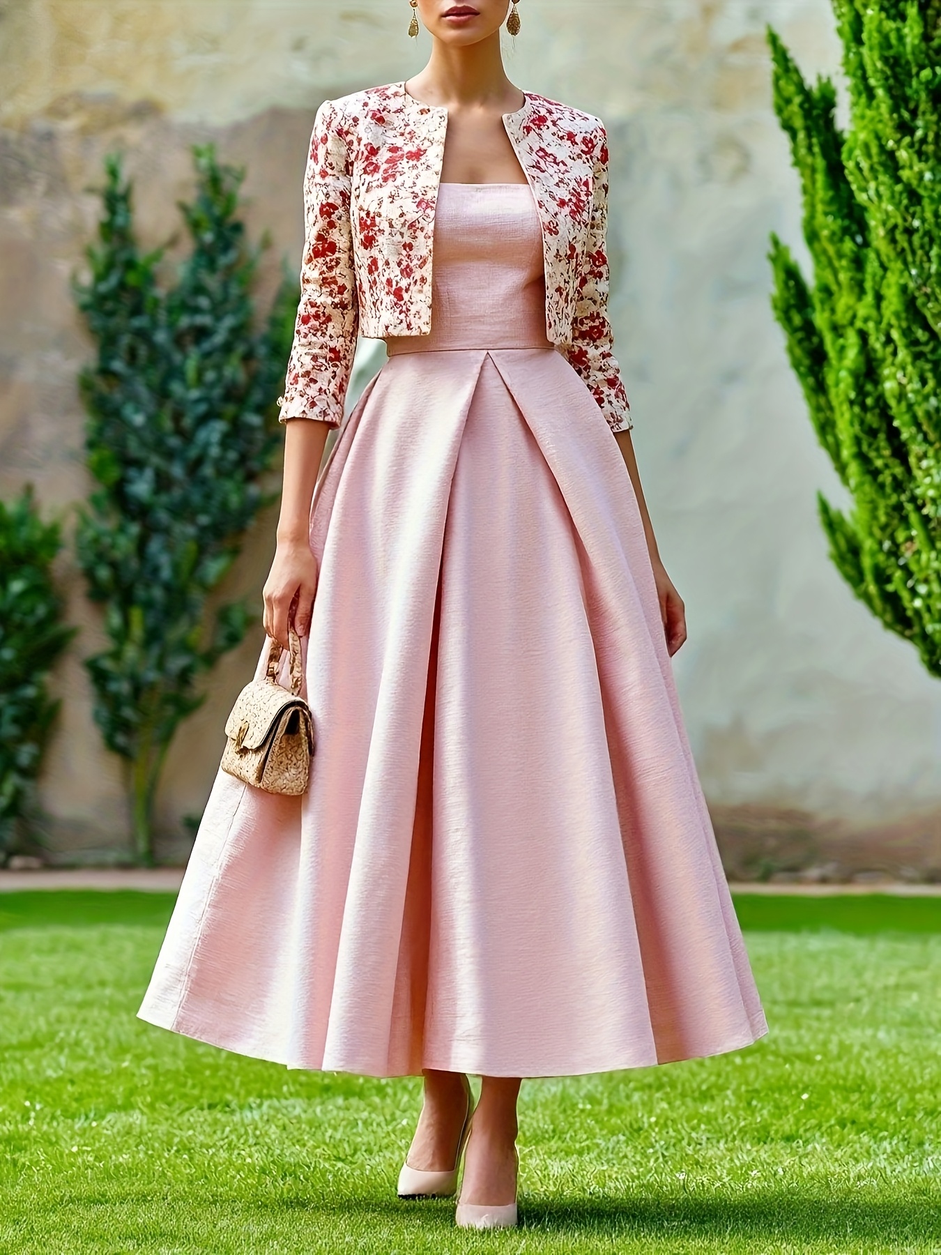 strapless open back dress Hot Pink Sequin Jacket