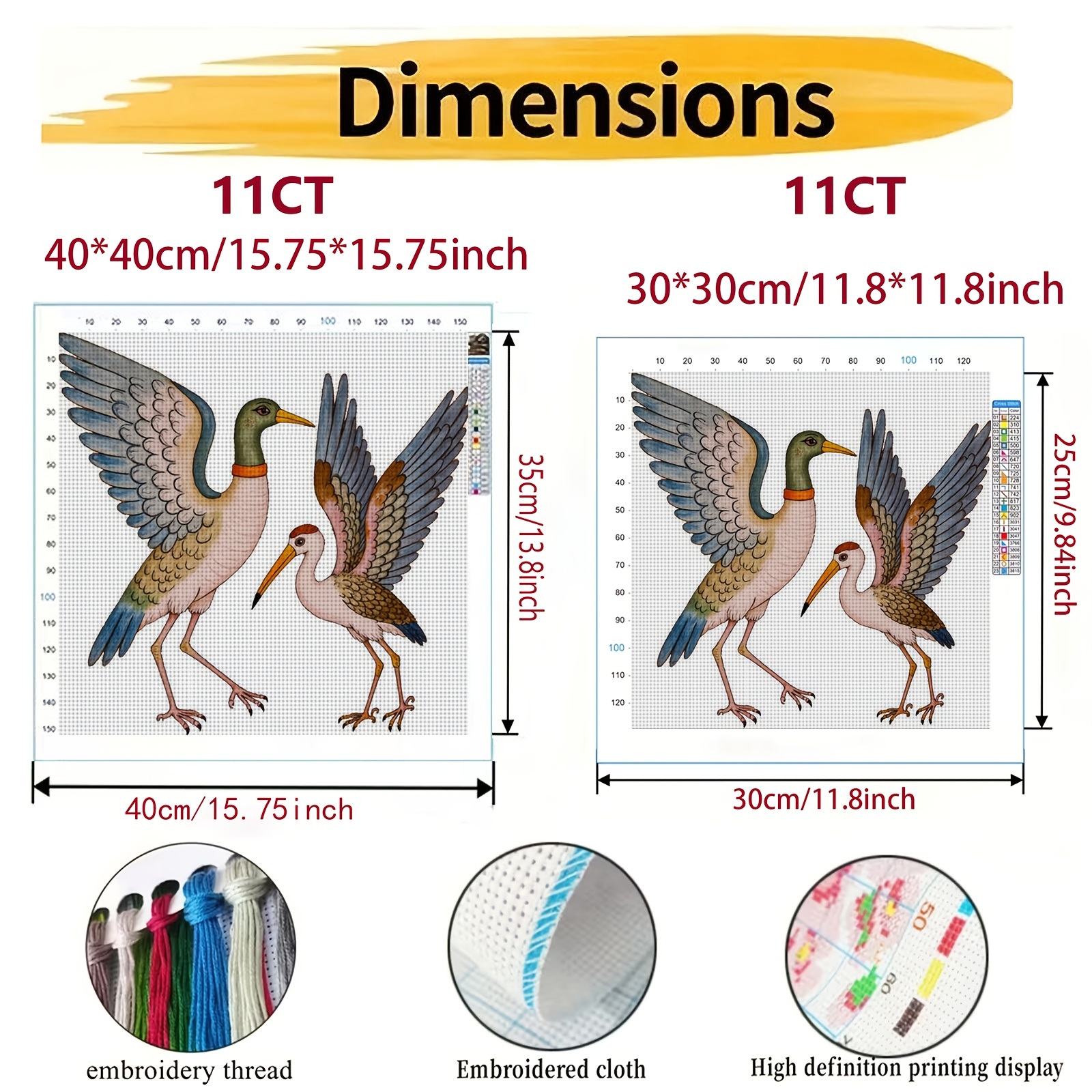DIY Cross-Stitch Printed Kit 'Two Colorful Birds'