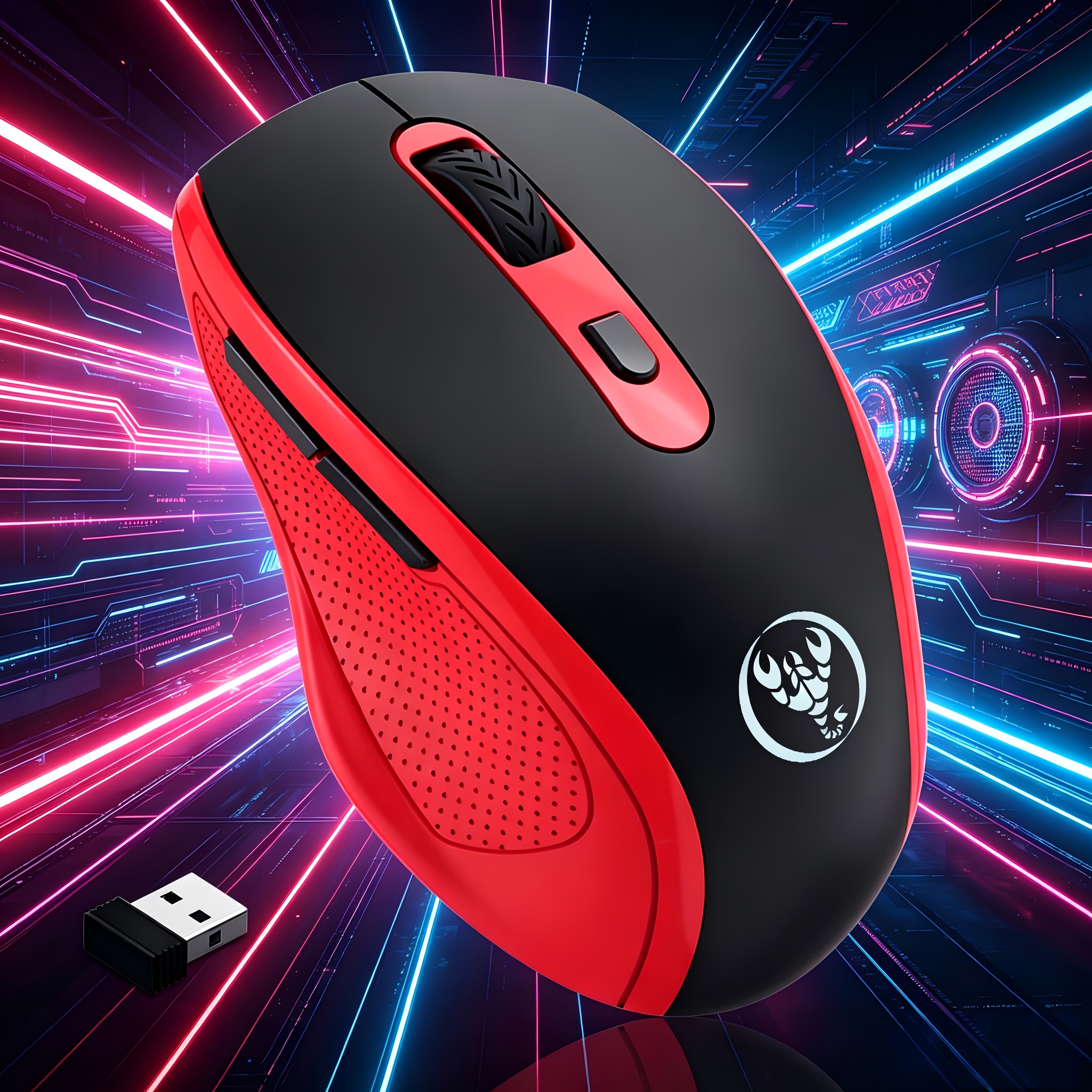 Image of New 2026 2.4g Wireless Office Mouse, , Stylish Red And Black/black Color Scheme, 2*1.5v Batteries (batteries Not Included), Suitable For Home, Office, And Gaming, Compatible With Laptops And Pcs