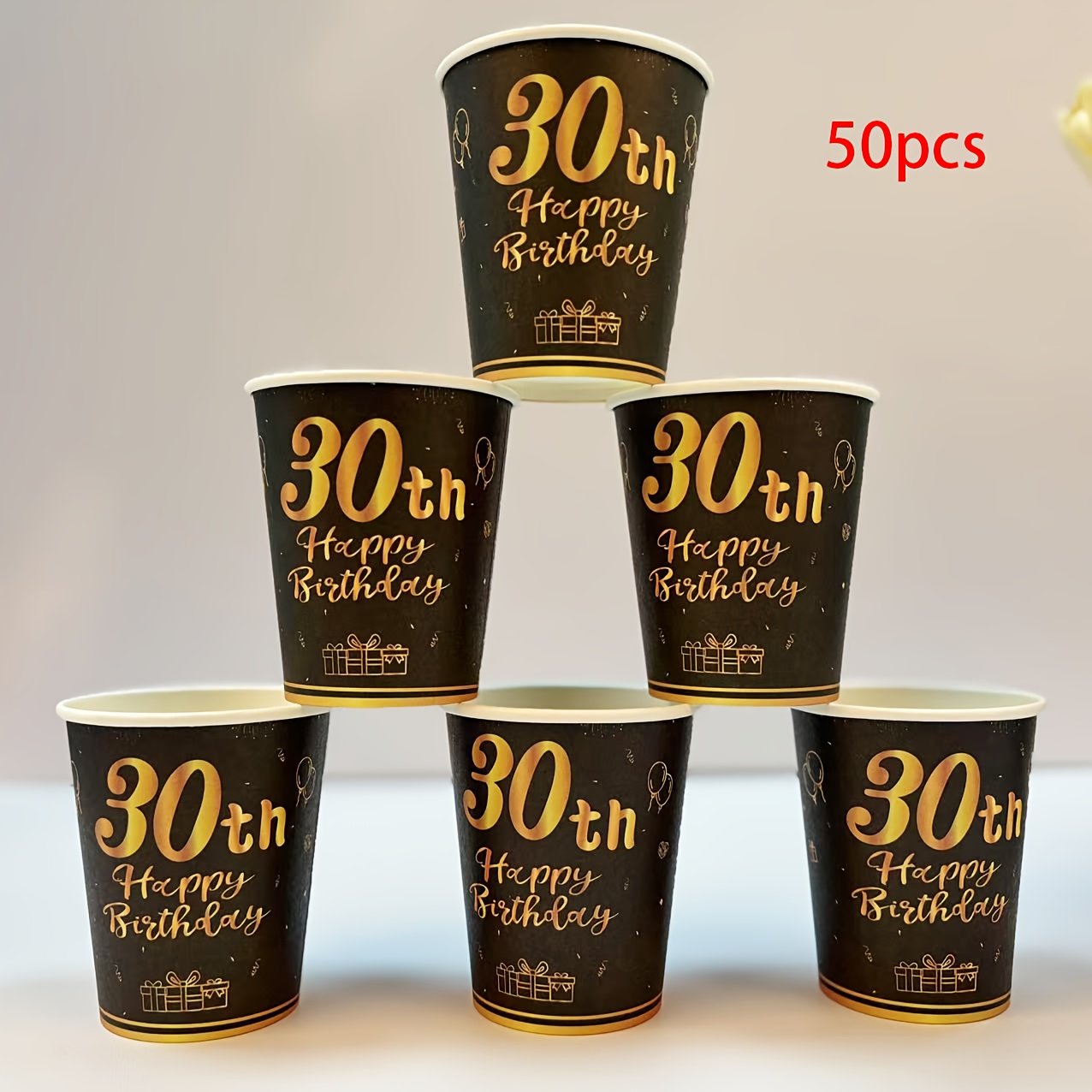 Image of Of 10, 20, Or 50 Black And For Celebrating A 30th Birthday, Suitable For Hot And For Cold Beverages, Perfect For Party Supplies For Men And Women Turning 30