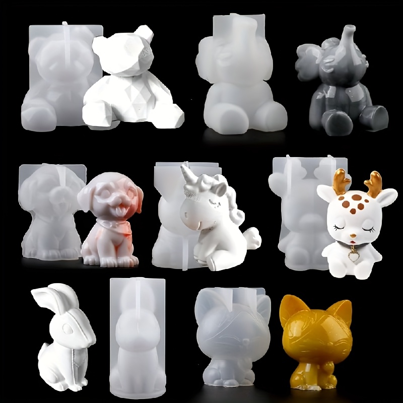 TEMU Lot de 7 moules en silicone animaux pour artisanat en résine et plâtre - 7 pièces adaptées pour résine époxy, moulage de plâtre, fabrication de