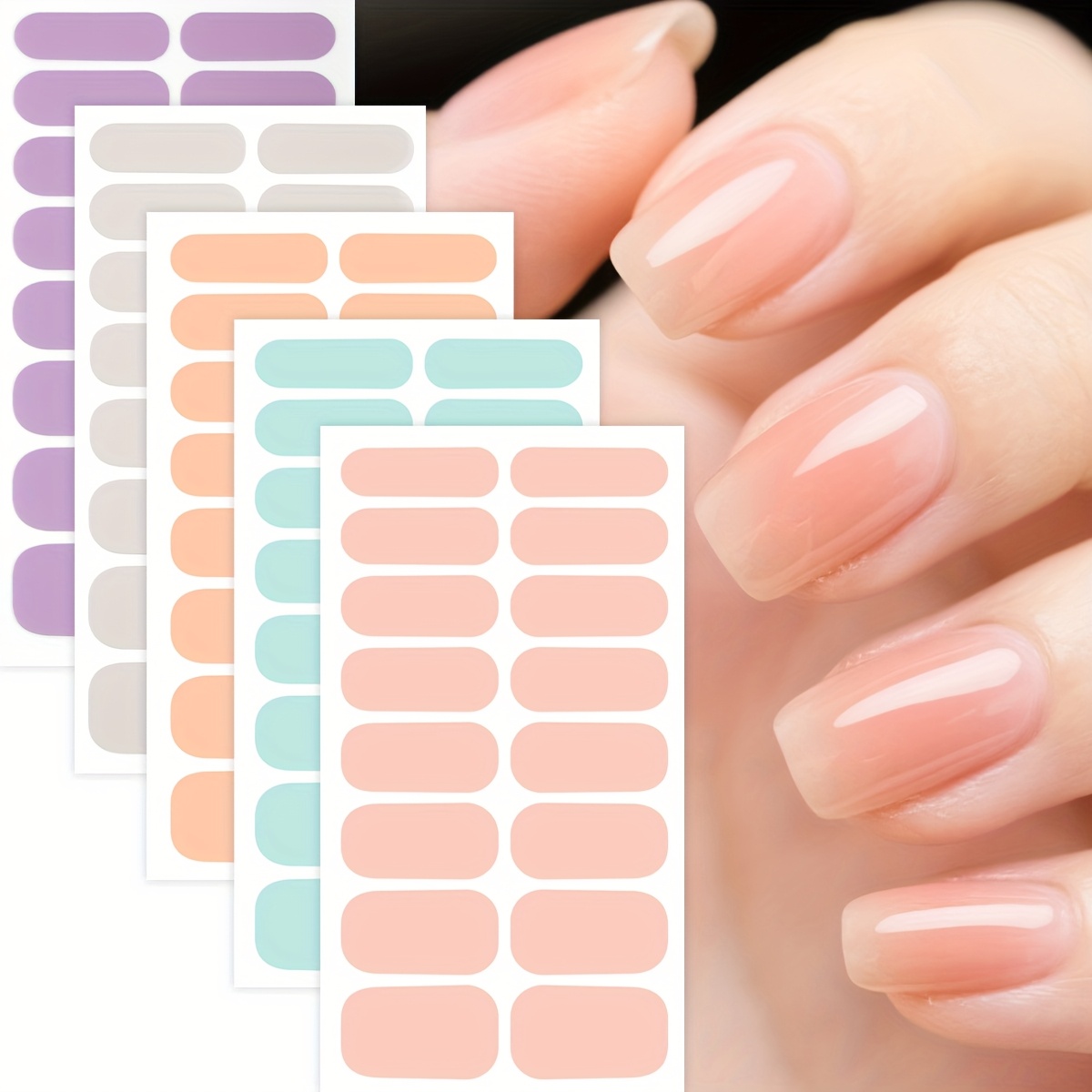 Image of 80pcs Pure Colour Nail Polish Strips, Autumn And Winter Simple Apricot Self-adhesive Full Nail Wraps, Nail Art Stickers For Women's Home Diy