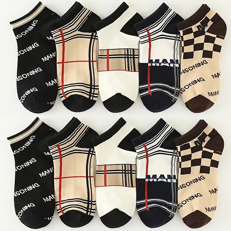 

10 Pairs Fashion Print Ankle Socks, Lightweight & Breathable Low Cut Socks, Women's Stockings & Hosiery