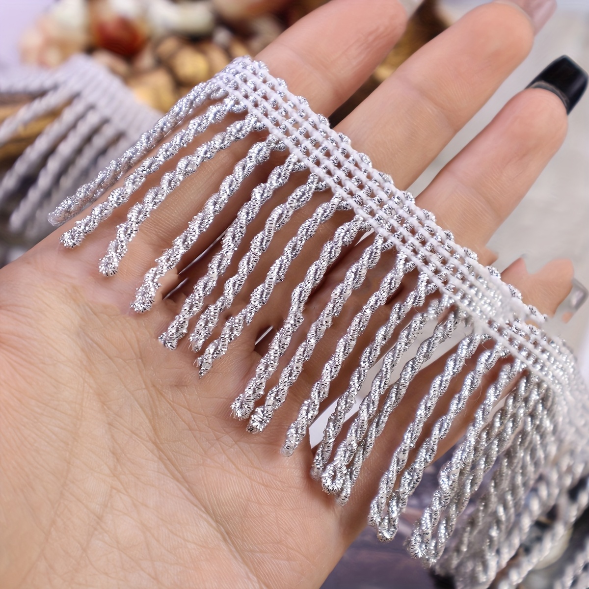 Golden/silvery Fringe Lace Trim Ribbon Wide, Bullion Edge For Sewing, Curtains, Sofa Decor And Crafts 1 Yard