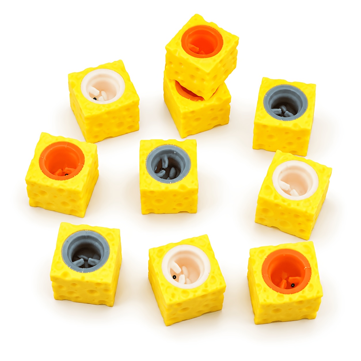 Adorable Mouse Cheese Block Squeezable Toy, 2pcs