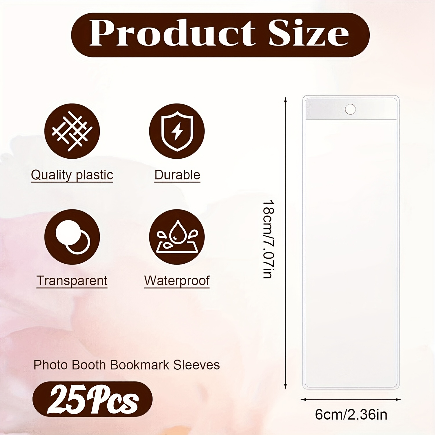 TEMU 25/50 Plastic Bookmark Sleeves, Diy Transparent Bookmark Holders, Photo Booth Sleeves, Blank Photo Frames, Suitable For Wedding Photo Strips,