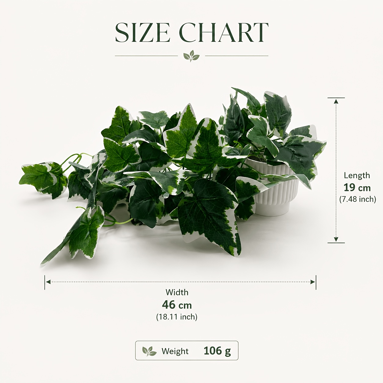 TEMU 1pc Realistic White- Ivy Hanging Potted Plant Artificial Flower Leaf Ivy Fake Green Plant - Very Suitable For Indoor Shelf Hanging Decoration,